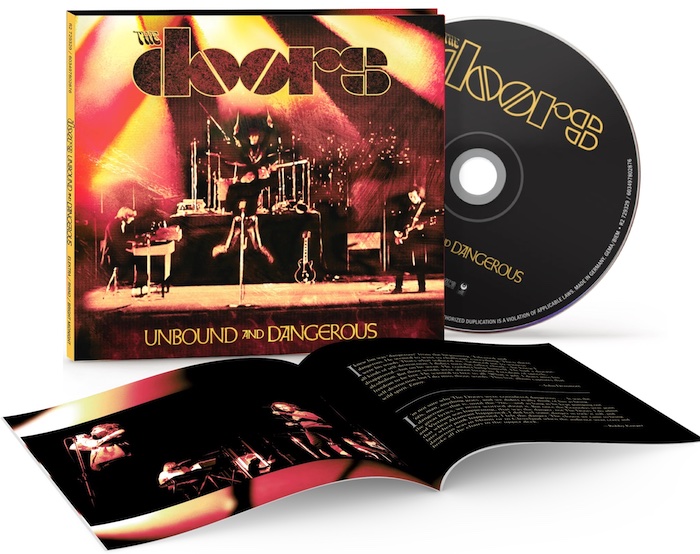 Portada o recreación del nuevo disco en directo de The Doors titulado Unbound and dangerous.